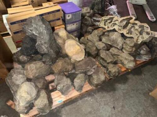 DESCRIPTION (3) PALLETS OF FAUX ROCKS AND ROCK OUTCROPPINGS. THIS LOT IS: ONE MONEY QTY 1