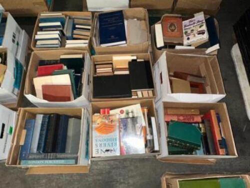 DESCRIPTION CONTENTS OF PALLET - (9) BOXES OF ASSORTED BOOKS BRAND / MODEL: BOOK FLIPPERS HERE IS YOUR LOT. UNSCANNED THIS LOT IS: ONE MONEY QTY 1