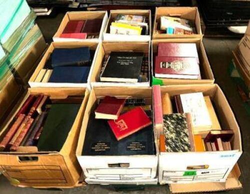 DESCRIPTION CONTENTS OF PALLET - (9) BOXES OF ASSORTED BOOKS BRAND / MODEL: BOOK FLIPPERS HERE IS YOUR LOT. UNSCANNED THIS LOT IS: ONE MONEY QTY 1