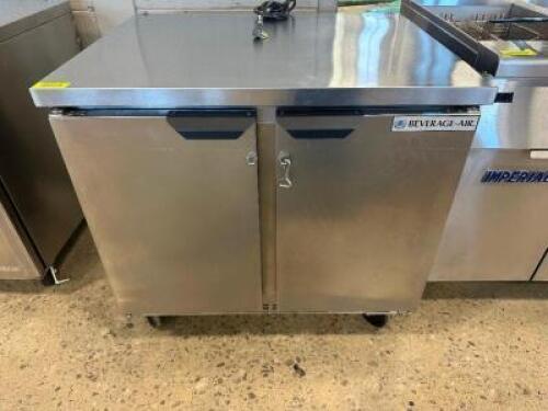 BEVERAGE AIR 36" TWO DOOR WORK TOP FREEZER.