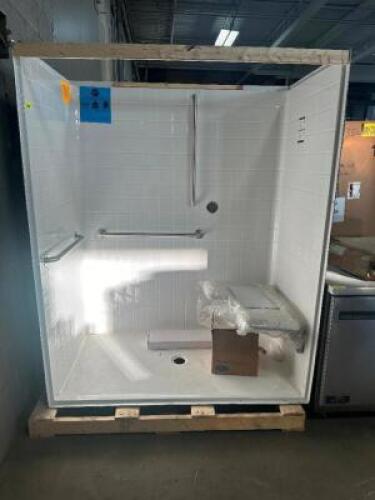AQUA BATH 60" X 36" ACRYLX ALCOVE ONE PIECE SHOWER.