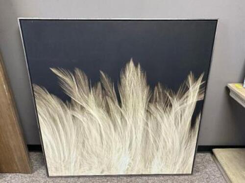 55" X 55" FRAMED CANVAS PRINT.