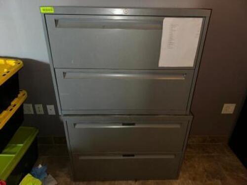 (2) 42" TWO DRAWER LATERAL FILE CABINETS - GREY.