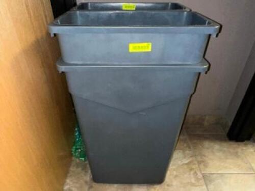 (2) 20 GALLON BAR SIDE TRASH CANS.