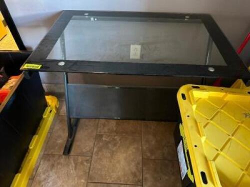 36" GLASS TOP WORK STATION W/ METAL BASE.
