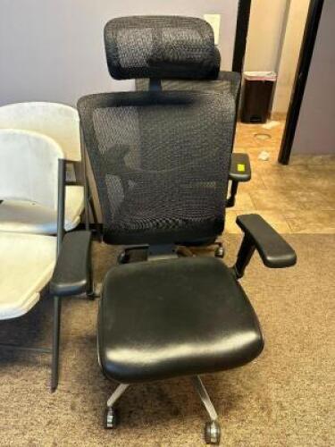 (2) HIGH BACK ROLL ABOUT CONFERENCE CHAIRS.