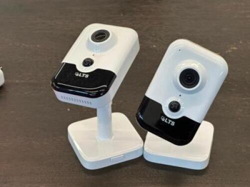 (4) - WALL MOUNTED SECURITY CAMERAS WITH CENTRAL BRAIN UNIT
