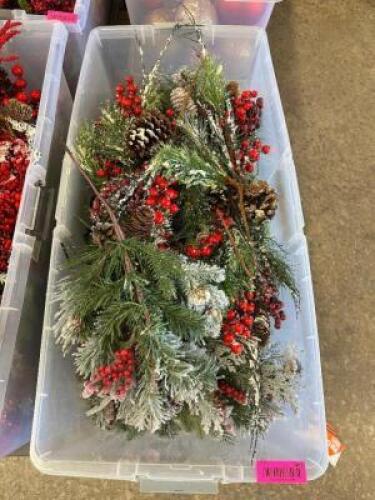 LARGE CONTAINER OF CHRISTMAS DECORATIONS WITH LID