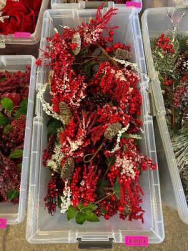 LARGE CONTAINER OF CHRISTMAS DECORATIONS WITH LID