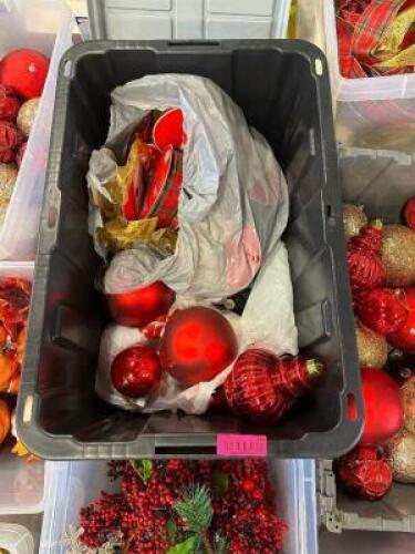LARGE CONTAINER OF CHRISTMAS DECORATIONS WITH LID