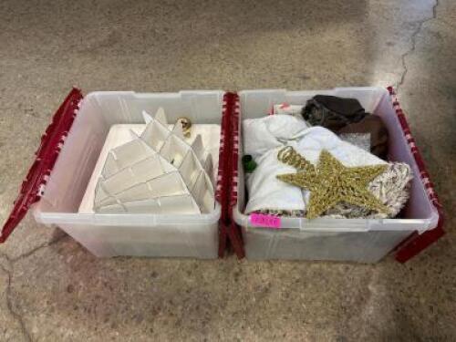LARGE CONTAINER OF CHRISTMAS DECORATIONS WITH LID