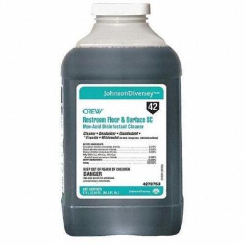 DESCRIPTION: (2) CLEANER AND DISINFECTANT FOR USE WITH CREW CHEMICAL DISPENSER BRAND/MODEL: DIVERSEY #56HU80 RETAIL$: $390.00 TOTAL SIZE: 2.64 US QT Q