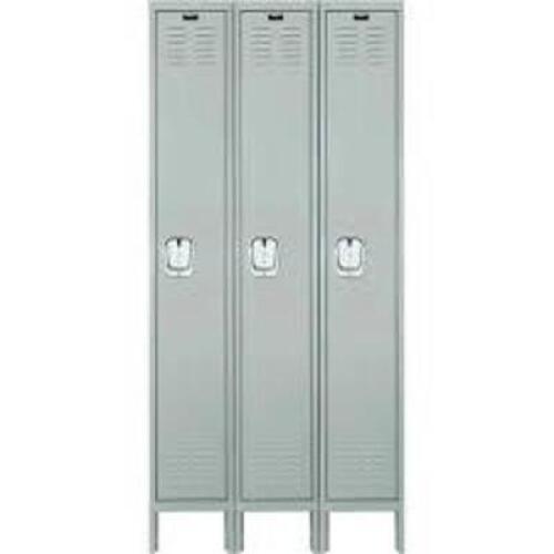 DESCRIPTION: (1) PREMIUM STORAGE LOCKERS BRAND/MODEL: HALLOWELL INFORMATION: GRAY SIZE: 1 TIER, 3 WIDE RETAIL$: $763.32 EA QTY: 1