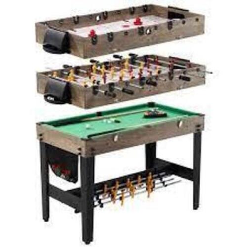 DESCRIPTION: (1) 3 IN 1 COMBO GAMES TABLE BRAND/MODEL: MD SPORTS #CB048Y23037 INFORMATION: 3 IN ONE SIZE: COMBO AIR POWERED HOCKEY, FOOSBALL, AND BILL