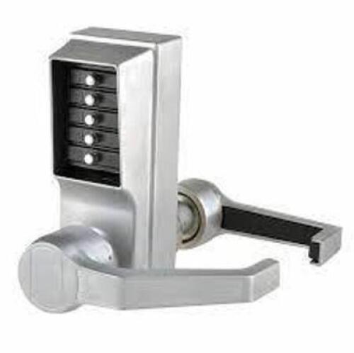 DESCRIPTION: (1) CYLINDRICAL LOCK ENTRY DOOR KNOB WITH KEYBD BRAND/MODEL: DORMAKABA #5U742 INFORMATION: SATIN CHROME SIZE: 1-3/8" TO 2-1/4" RETAIL$: $