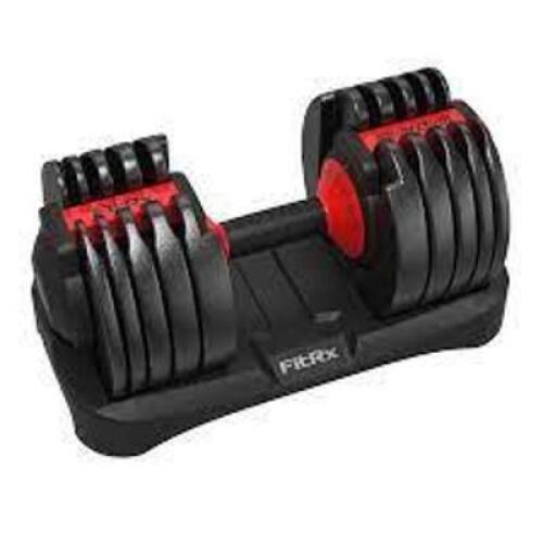 DESCRIPTION: (2) SMARTBELL, QUICK SELECT ADJUSTABLE DUMBBELL BRAND/MODEL: FITRX INFORMATION: BLACK WITH RED SIZE: 5-52.5 LBS RETAIL$: $99.00 EA QTY: 2