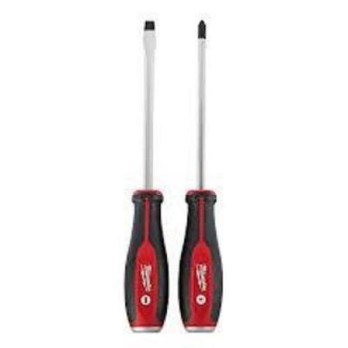 DESCRIPTION: (1) PACK OF (2) DEMOLITION SCREWDRIVER SET BRAND/MODEL: MILWAUKEE #48-22-2702 INFORMATION: RED HANDLE SIZE: ALL CORE METAL RETAIL$: $13.9