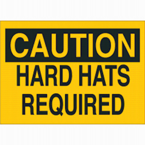 DESCRIPTION: (4) HARD HATS REQUIRED CAUTION SIGN BRAND/MODEL: BRADY #22406 RETAIL$: $18.54 EA QTY: 4