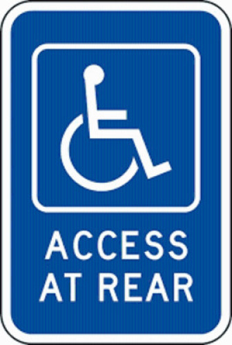 DESCRIPTION: (1) ACCESS AT REAR PARKING SIGN RETAIL$: 24.95 EA QTY: 1