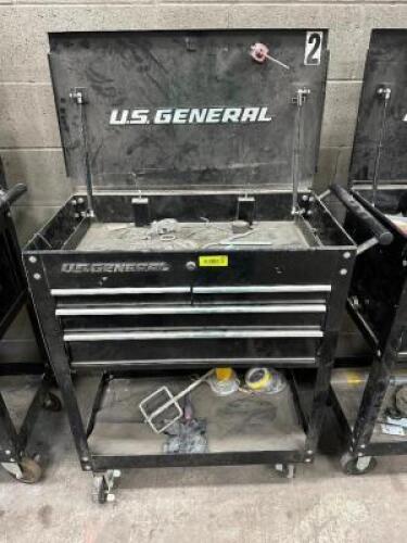 US GENERAL 34" FOUR DRAWER METAL TOOL CART