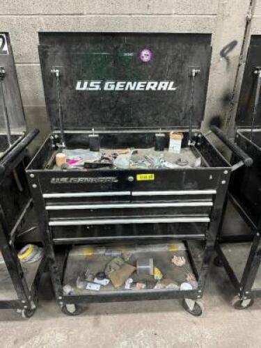 US GENERAL 34" FOUR DRAWER METAL TOOL CART