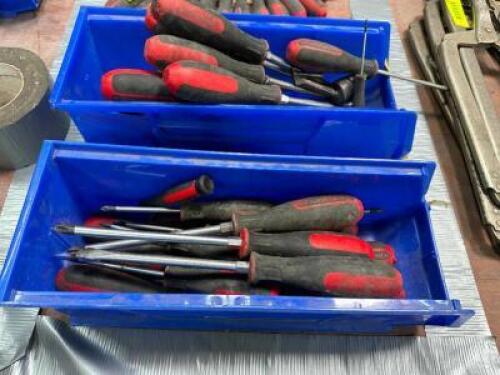 (2) BINS OF ASSORTED PHILLIPS SCREW DRIVERS.