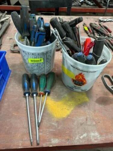 (2) BINS OF ASSORTED PHILLIPS SCREW DRIVERS.