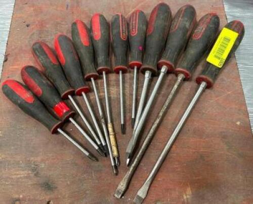 (9) ASSORTED SCREW DRIVERS.