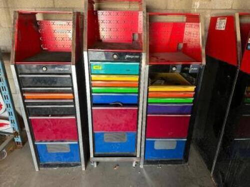 (3) SNAP-ON SEVEN DRAWER TOOL ORGANIZER CABINETS.