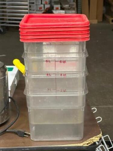 (4) - 6 QT. INGREDIENT CONTAINERS WITH LIDS