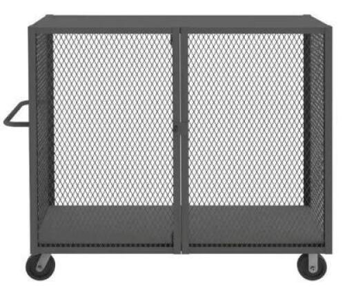 DESCRIPTION: (1) MOBILE CAGE CART BRAND/MODEL: DURHAM MFG. 49Y593 INFORMATION: 3 SHELVES, FIXED SIZE: 48"W 26" D 56.5" H RETAIL$: $1,529.50 QTY: 1