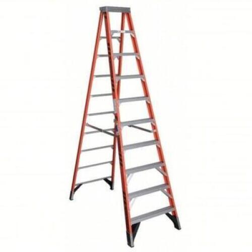 DESCRIPTION: (1) STEPLADDER BRAND/MODEL: WERNER #4XN74 INFORMATION: ORANGE SIZE: 10 FT LADDER HT, 9 STEPS, 375 LB, 67 1/2 IN BASE SPREAD, 32 IN BOTTOM