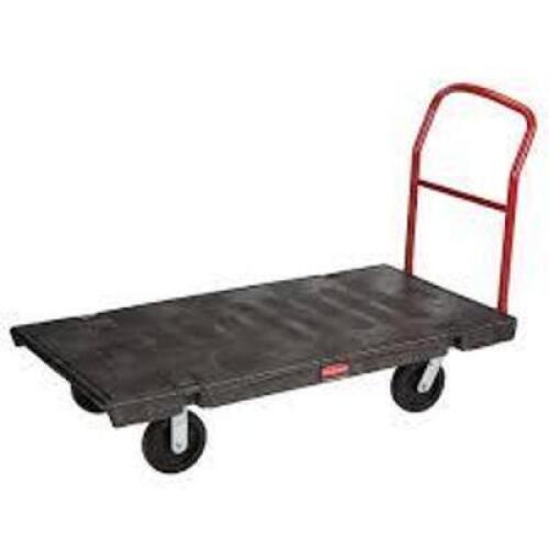 DESCRIPTION: (1) PLATFORM TRUCK BRAND/MODEL: RUBBERMAID #FG446600BLA INFORMATION: BLACK WITH RED SIZE: 60" X 30", 2000 LB CAPACITY RETAIL$: $795.00 EA