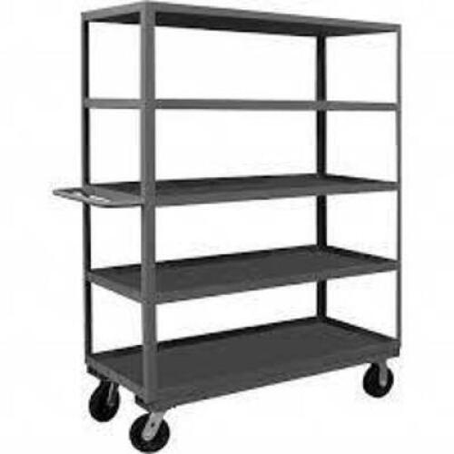 DESCRIPTION: (1) UTILITY CARTBRAND/MODEL: DURHAMINFORMATION: GRAY, STEELSIZE: 5 SHELVES, 24' X 48" x 68"RETAIL$: $1389.51 EAQTY: 1