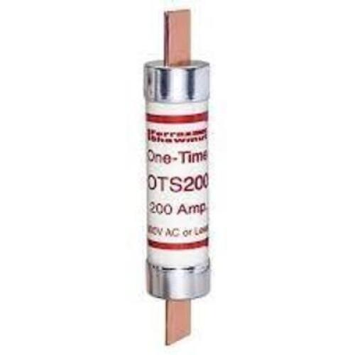 DESCRIPTION: (6) ONE TIME FUSES BRAND/MODEL: MERSEN #OTS200 SIZE: 600 V, 200 A RETAIL$: $55.85 EA QTY: 6