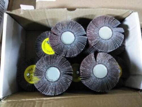 DESCRIPTION: (10) PREMIUM FLAP WHEELS BRAND/MODEL: 809775-26969 INFORMATION: GRIT 120, ALUMINUM OXIDE SIZE: 1 1/2" X 1" X 1/4" QTY: 10
