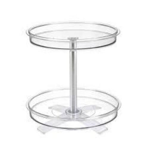 DESCRIPTION: (3) MULTI-FUNCTION ROTATING RACK INFORMATION: TRANSPARENT SIZE: 2 TIER RETAIL$: $25.17 EA QTY: 3
