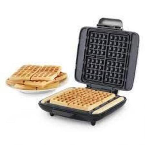 DESCRIPTION: (1) NO DRIP WAFFLE MAKER BRAND/MODEL: DASH D INFORMATION: BLACK SIZE: MAKES 4 WAFFLES RETAIL$: $40.00 EA QTY: 1