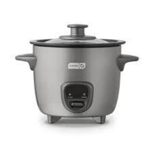 DESCRIPTION: (1) MINI RICE COOKER BRAND/MODEL: DASH D INFORMATION: BLACK SIZE: 2 CUP RETAIL$: $34.99 EA QTY: 1
