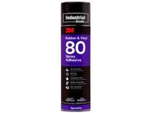 DESCRIPTION: (4) SPRAY ADHESIVE RUBBER AND VINYL BRAND/MODEL: 3M 80 SIZE: 19 OZ RETAIL$: $24.09 EA QTY: 4