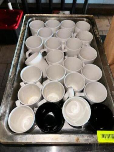 ASSORTED COFFEE MUGS AND SUGAR CONTAINERS