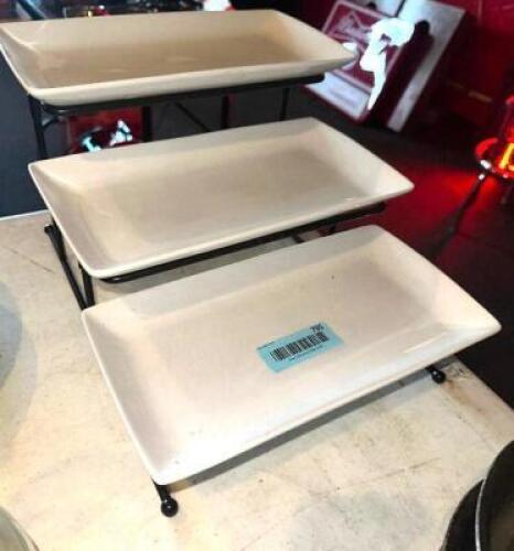 THREE TIER SERVER STAND W/ PLATTERS.