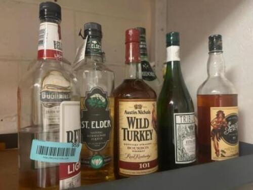 (6) ASSORTED OPENED BOTTLES OF ALCOHOL