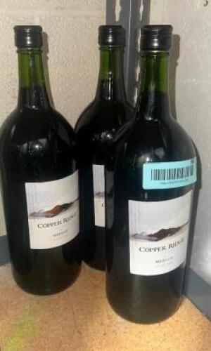 (3) UN-OPENED BOTTLES OF COPPER RIDGE MERLOT