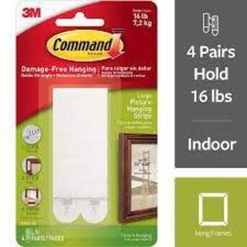 DESCRIPTION: (1) CASES OF (24) PICTURE HANGING STRIPS BRAND/MODEL: 3M COMMAND #17206-ES RETAIL$: $34.89 EA QTY: 1