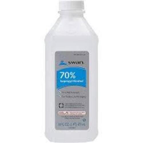 DESCRIPTION: (6) ISOPROPYL ALCOHOL BRAND/MODEL: SWAN INFORMATION: 70% SIZE: 16 OZ RETAIL$: $20.00 TOTAL QTY: 6