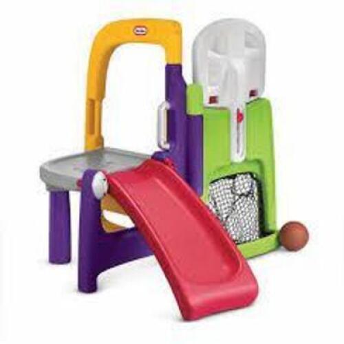 DESCRIPTION: (1) FOLD AWAY CLIMBER WITH BASKETBALL HOOP[ SOCCER/HOCKEY NET BRAND/MODEL: LITTLE TIKES #604362MX1 RETAIL$: $159.97 QTY: 1
