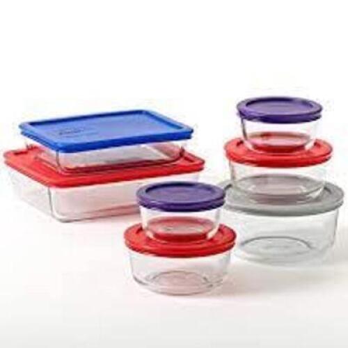 DESCRIPTION: (1) 14 PIECE STORAGE BAKING DISH SET BRAND/MODEL: PYREX INFORMATION: 7 GLASS CONTAINERS AND 7 LIDS RETAIL$: $19.92 QTY: 1