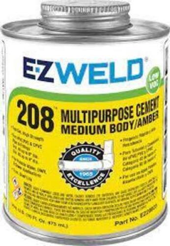 DESCRIPTION: (6) AMBER SOLVENT CEMENT BRAND/MODEL: EZ WELD 208 #5E534 SIZE: 8 OZ RETAIL$: $8.40 EA QTY: 6