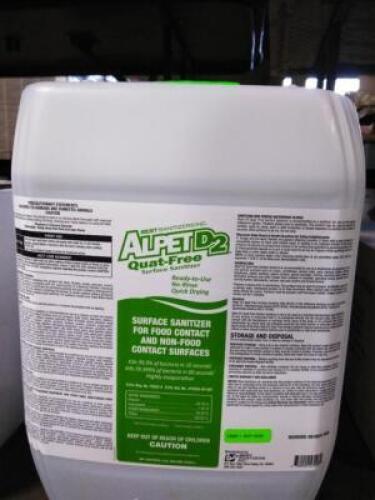 DESCRIPTION: (1) SURFACE SANITIZER BRAND/MODEL: ALPET D2 SIZE: 5 GALLON RETAIL$: $157.90 EA QTY: 1
